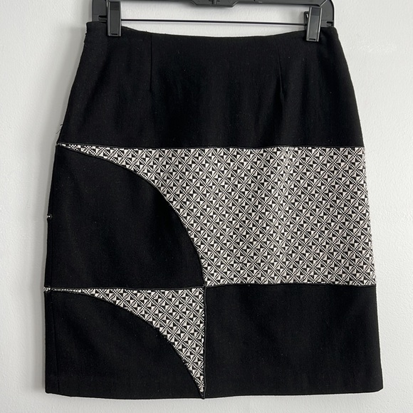 Debbie Schuchat Dresses & Skirts - Wool Textured Houndstooth Debbie Shuchat Knee Length A-Line Skirt Womens S 2 4
